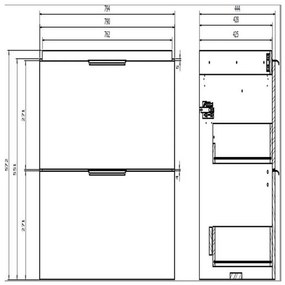 Cersanit Malika, závesná umývadlová skrinka 794x450x551 mm, biela lesklá, S598-048-DSM