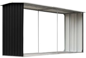 Záhradná kôlňa na drevo antracitová 330x92x153 cm galvanizovaná oceľ