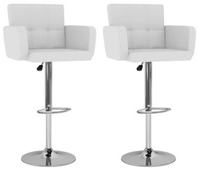 Barové stoličky 2 ks, biele, umelá koža 323653