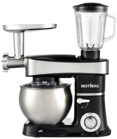 BestBerg BBR-2000BK multifunkčný kuchynský robot / 2000 W / 6 l / 6 rýchlostí / čierny