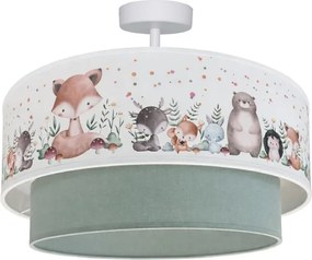 Brilagi-LED Detské prisadené stropné svietidlo BOBO 1xE27/60W/230V Ø 40 cm biela/zelená/so zvieracím motívom