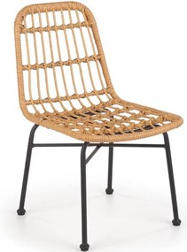 Stolička K401 Rattan/Tkanina/Kov Natural/čierna