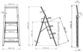Sivé schodíky Wenko Compact, výška 114,5 cm