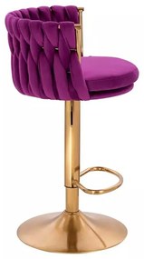 LuxuryForm DESIGN Barová stolička LYON VELUR na zlatom tanieri - fuchsia