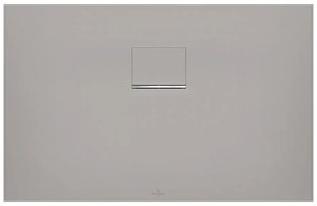 VILLEROY &amp; BOCH Squaro Infinity obdĺžniková sprchová vanička z materiálu Quaryl, v úrovni podlahy/do niky, protišmyk (C), 1100 x 750 x 40 mm, Grey, UDQ1175SQI2IV-3S