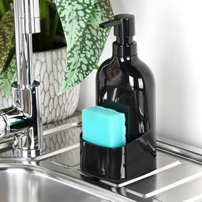 VILDE Dávkovač umývacieho prostriedku s nádobou na hubku, čierny, 500 ml