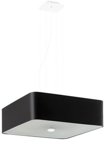 Závesné svietidlo Lokko, 1x čierne textilné tienidlo, (biele sklo), (45 cm)