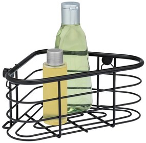 Čierna rohová sprchová polica Wenko Trestina, 25 x 11 cm