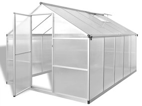 vidaXL Spevnený hliníkový skleník s podkladovým rámom 7,55 m²