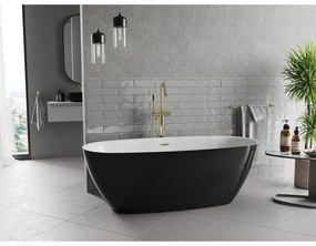 Mexen Luvo Slim, voľne stojaca vaňa 170 × 75 cm, biela-čierna, zlatý lesklý prepad, 52801707575-50