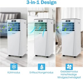 4 v 1 klimatizácia Chladenie & Ventilácia & Odvlhčovanie Prenosná klimatizácia s diaľkovým ovládaním 9000 BTU pre 30㎡
