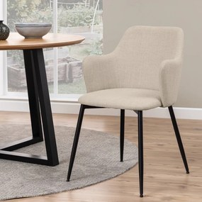 Krémovobiele čalúnené jedálenské kreslá v súprave 2 ks Ilsa – Actona