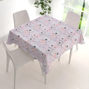 Biante Dekoračný štvorcový obrus PML-068 Ružové kvety na sivofialovom 100x100 cm