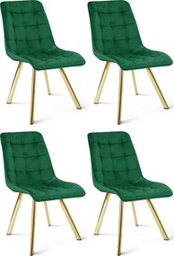 Jedálenská stolička CIEZA VELVET so zlatými nohami, zelená