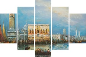 Obraz - Gondola prechádzajúca Benátkami, olejomaľba (150x105 cm)