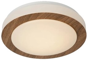 Lucide 79179/12/70 DIMY - Prisadené stropné osvetlenie do kúpeľne - priemer 28,6 cm - LED stmievatelná - 1x12W 3000K - IP21 - Drevo