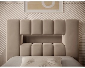 Svetlohnedá čalúnená jednolôžková posteľ s úložným priestorom s roštom 90x200 cm Lamica – ELTAP