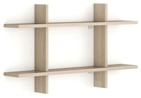 Kancelárska nástenná polica dvojitá SOLID, 1250 x 200 x 700 mm, dub prírodný