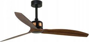 Dizajnový stropný ventilátor Faro Copper Fan M, čierna/drevo, DC motor, 132