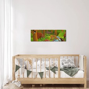 Detský obraz so zvieratkami (s hodinami) (90x30 cm)
