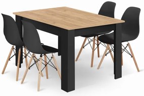 Jedálenský stôl ARTISAN so štyrmi stoličkami OSAKA čierne