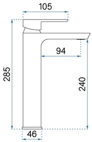 Rea Argus, vysoká umývadlová batéria h-285, čierna matná, REA-B6211