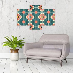 Obraz - Retro vzor s kvetmi (90x60 cm)