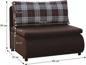 Rozkladacie kreslo s úložným priestorom Keny New - hnedá / vzor