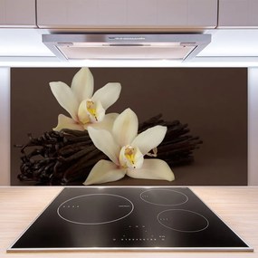Sklenený obklad Do kuchyne Kvety vanilky do kuchyne 140x70 cm