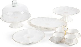 Sada štyroch šálok GAIA 07 na podstavci, krémová / zlatá