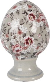 Zelené keramické vajíčko s kvetmi Floria S - Ø 9*14 cm