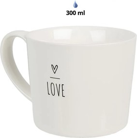 Biely hrnček so srdiečkom s nápisom Love - Lovely Day - 12*8*7 cm / 275 ml