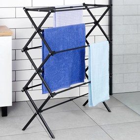 VILDE Sušiak na bielizeň, skladací, čierny kov VILDE, 6 poschodí, 47 - 78 x 94 cm