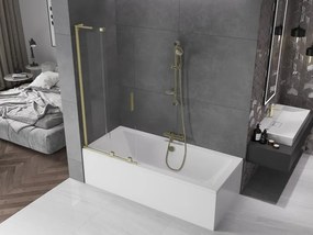 Mexen Velar L, 2-krídlová posuvná vaňová zástena 85 x 150 cm, 8mm číre sklo, zlatý matný profil, 896-085-003-01-55