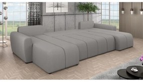 Čalúnená univerzálna rozkladacia sedacia súprava do U NEWPORT sivá