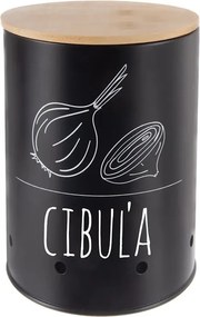 Orion Dóza na cibuľu, plech/bambus pr. 13 cm, BLACK SK