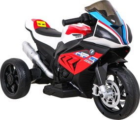 Ramiz BMW HP4 detský motocykel na batérie červený + 3 kolieska + LED + MP3 USB + ekokoža