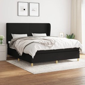 Posteľný rám boxspring s matracom čierny 160x200 cm látka 3128375