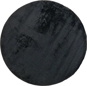 Okrúhly čierny koberec s vysokým vlasom Plush Deluxe Rozmer: 120x120 cm