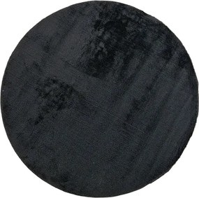 Okrúhly čierny koberec s vysokým vlasom Plush Deluxe Rozmer: 100x100 cm