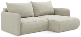 Krémovobiela rozkladacia/s úložným priestorom rohová pohovka (pravý roh) Nanea – Makamii