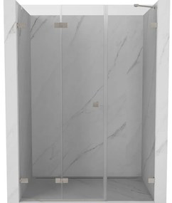 Mexen Lunar-F, ľavé sklápacie sprchové dvere 145 cm, 8mm číre sklo, oceľový profil, 836S-145-050-97-00-L