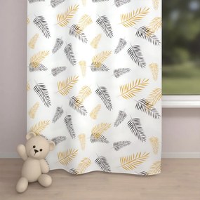 Biante Detský bavlnený záves Sandra SA-219 Zlaté a čierne palmové listy na bielom 150x210 cm