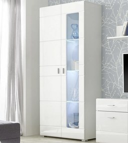 Vysoká vitrína Enrique, biely lesk