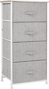 HOMCOM Komoda so 4 textilnými zásuvkami, úložná skrinka multifunctionálna do spálne, obývacej izby a chodby 45x30x92 cm šedá | Aosom