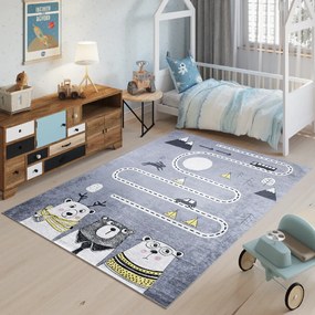 Detský koberec ZIMNÁ AUTODRÁHA - PRINT EMMA ROZMERY: 120x170