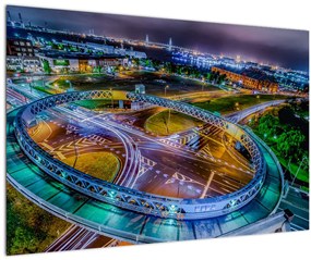 Obraz - panoráma nočného mesta (90x60 cm)