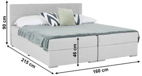 Tempo Kondela Boxspringová posteľ 160x200, svetlosivá, FERATA KOMFORT