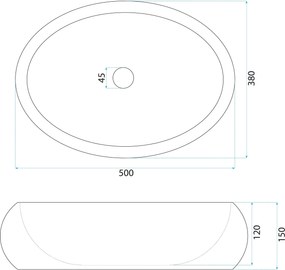 Rea Mika Ivory, umývadlo na dosku 500x380x150 mm, ecru-imitácia kameňa, REA-U7350