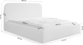Čalúnená posteľ Rasel 160x200 s úložným priestorom - béžová bukla Quelle 03